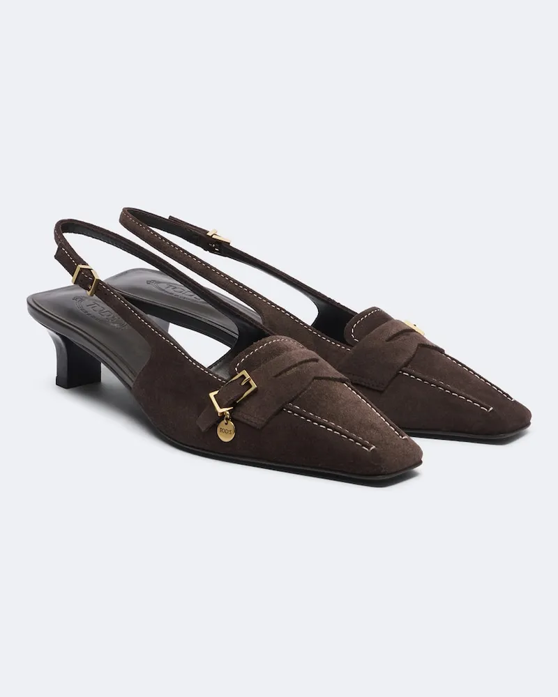 TOD'S Pumps slingback in suede Marrone