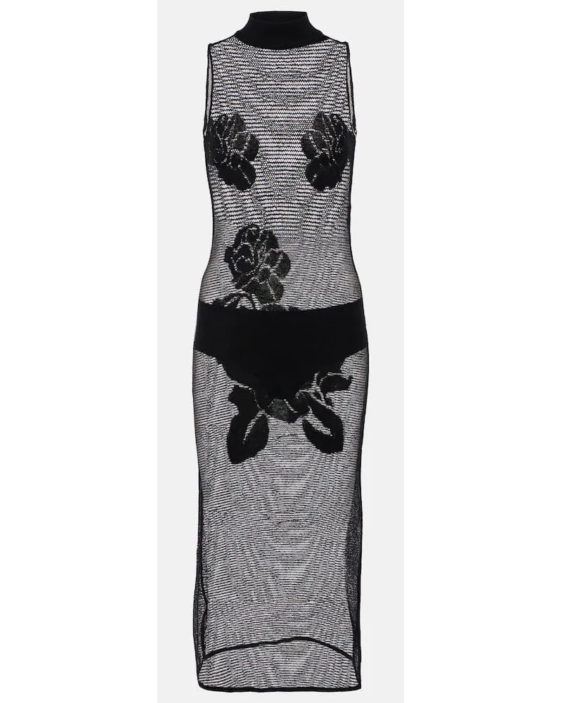 Magda Butrym Abito midi in mesh Nero