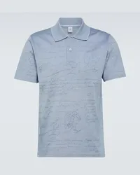 Berluti Polo Scritto in cotone piqué Blu