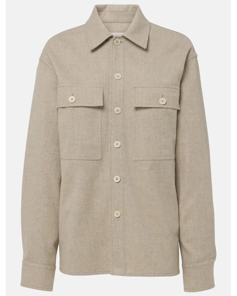 Jil Sander Giacca camicia in lana vergine Beige
