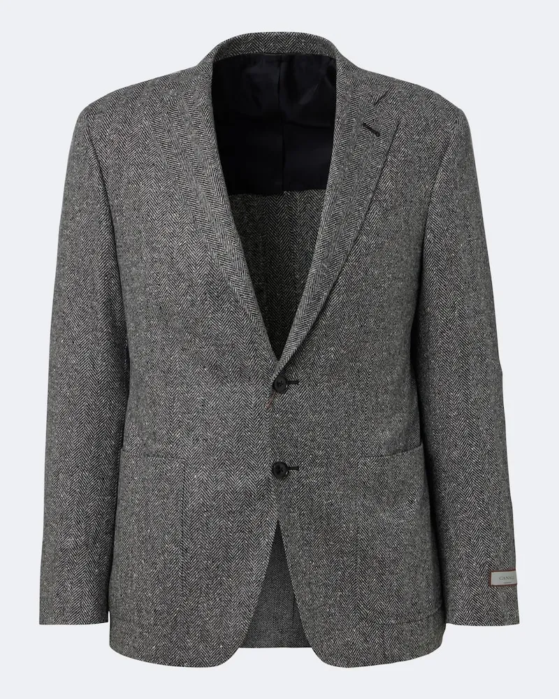 Canali Blazer in lana e cashmere a spina di pesce Grigio