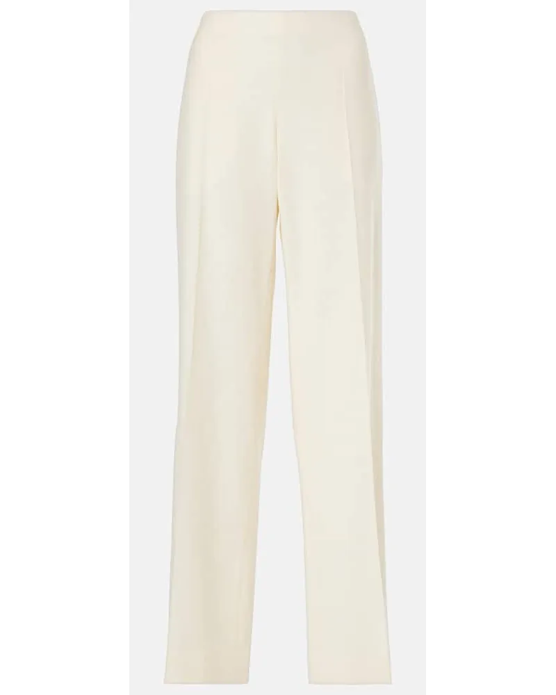 The Row Pantaloni regular Foulard in lana e seta Bianco