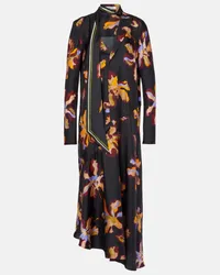 Dorothee Schumacher Abito midi in twill di seta con stampa Multicolore