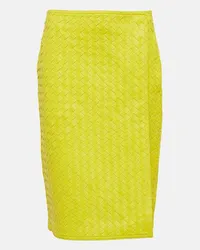 Bottega Veneta Minigonna in pelle intrecciata Giallo