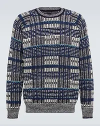 Giorgio Armani Pullover in misto cotone e cashmere Blu