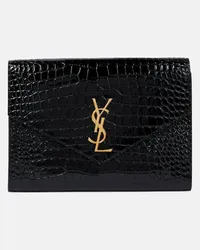 Saint Laurent Pochette Cassandre in pelle con stampa Nero