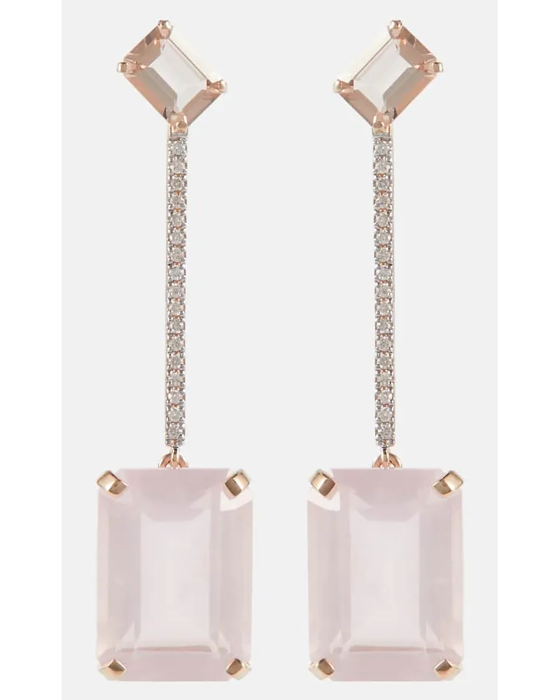 MATEO Orecchini in oro 14kt con morganite, quarzo e diamanti Oro