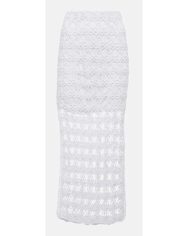 Anna Kosturova Gonna midi Rosette in crochet di cotone Bianco