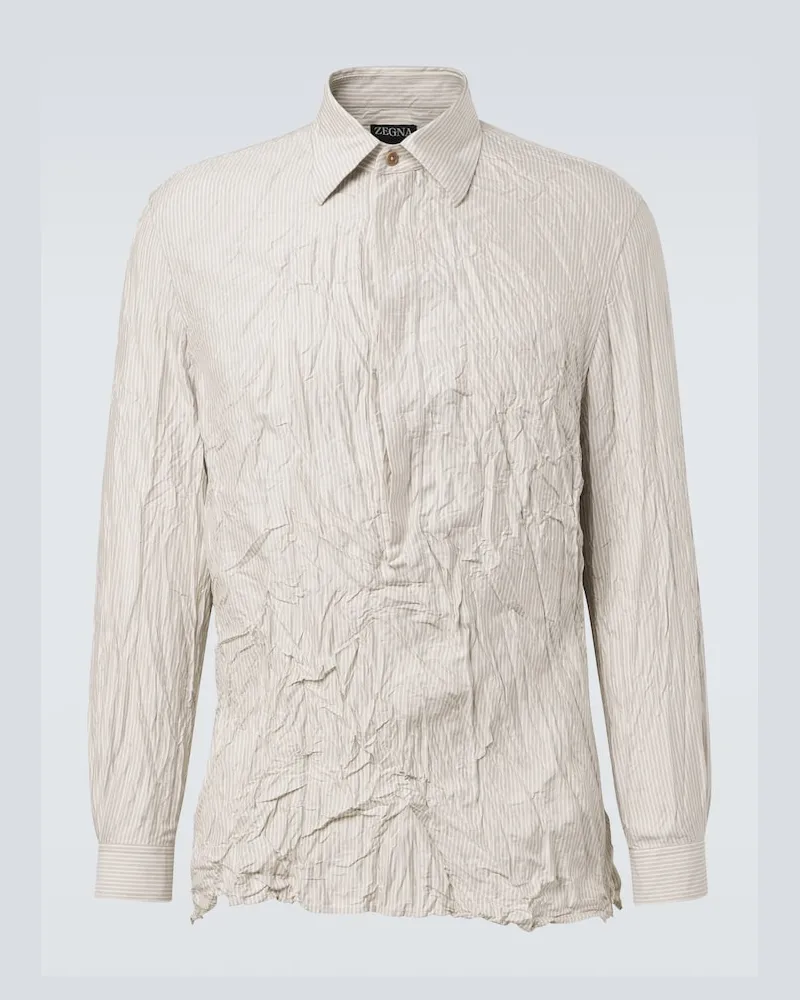 Ermenegildo Zegna Camicia in seta a righe Beige