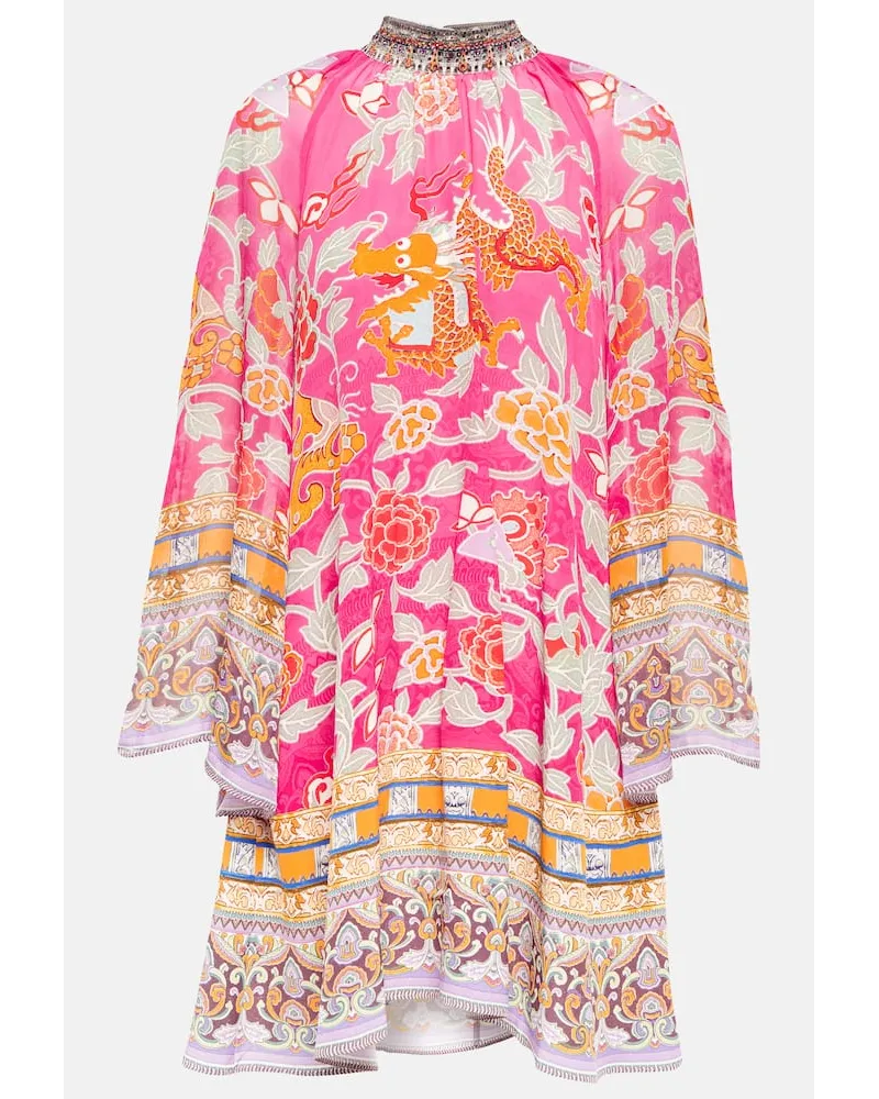 Camilla Miniabito in seta con stampa Multicolore