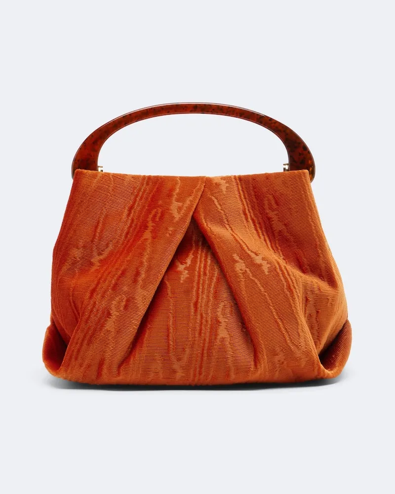 Dries van Noten Borsa a mano Crisp Small in velluto Arancione