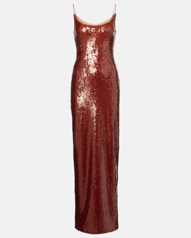 Roland Mouret Abito lungo con paillettes Marrone