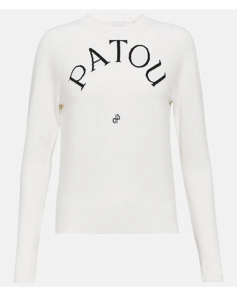 Patou Pullover in jacquard di misto lana Bianco