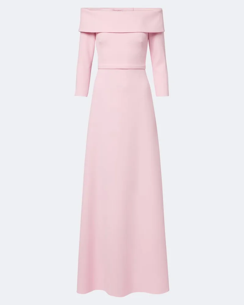 Safiyaa Abito lungo Lunelle in crêpe off-shoulder Rosa