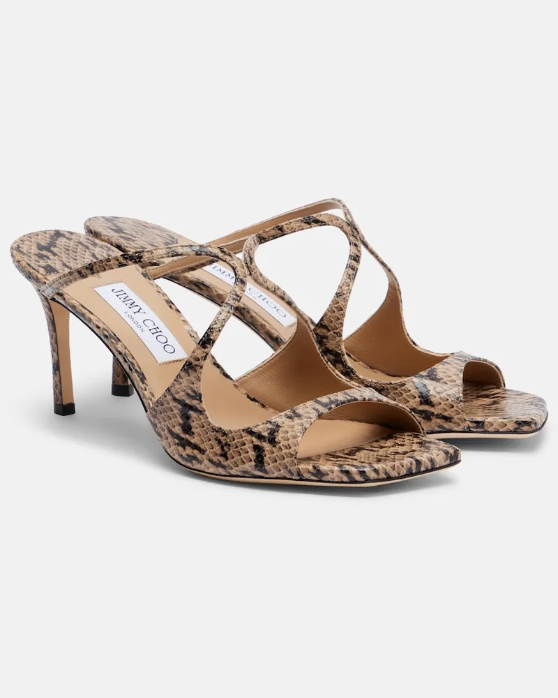 Jimmy Choo Mules Anise in pelle effetto serpente Beige