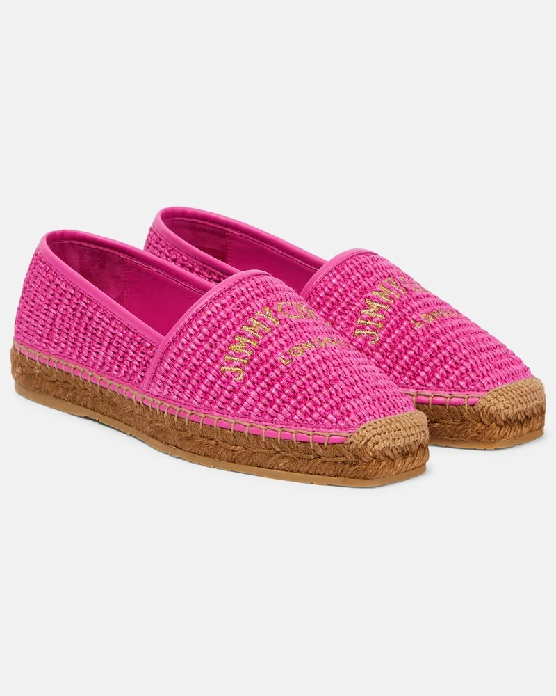 Jimmy Choo Espadrillas Brie Flat in rafia con logo Rosa