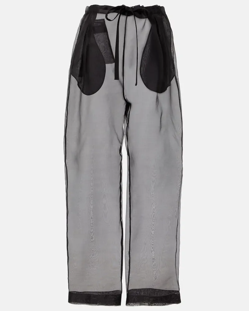 KHAITE Pantaloni Trenton in organza di misto seta Nero