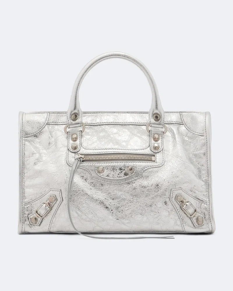 Balenciaga Borsa Le City Small in pelle metallizzata Argento