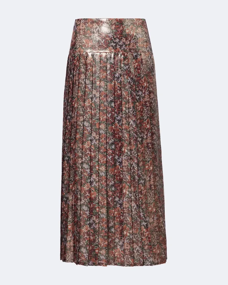Valentino Garavani Gonna midi in lamé misto seta plissé Multicolore