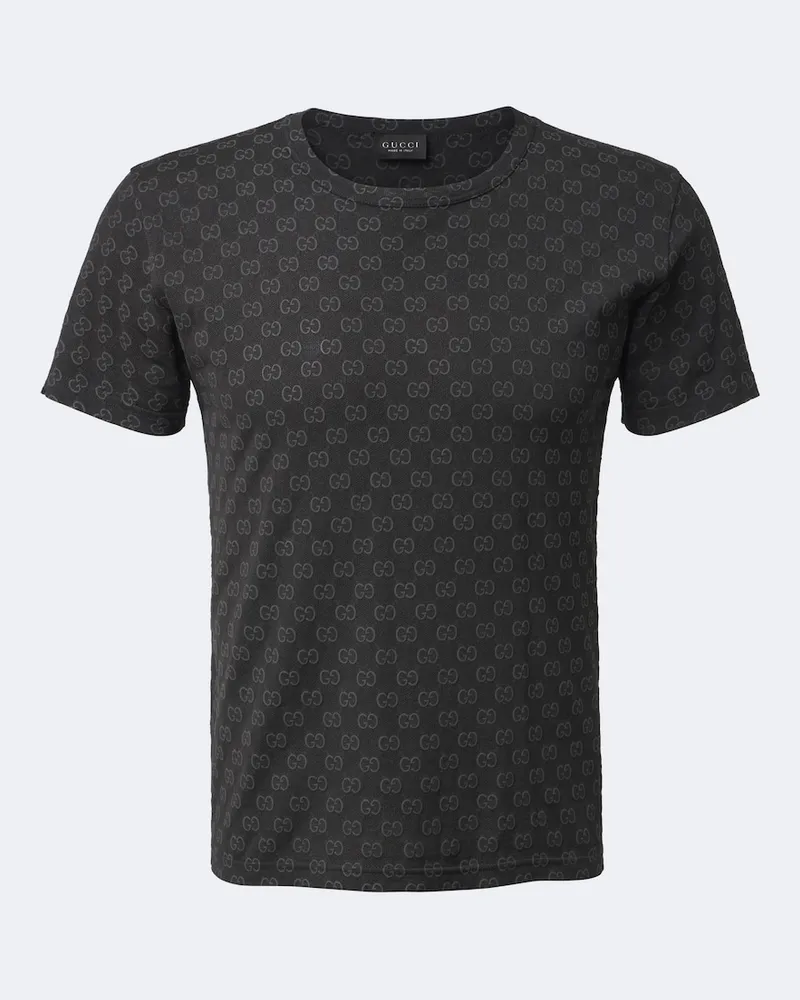 Gucci T-shirt GG in piqué di cotone Nero