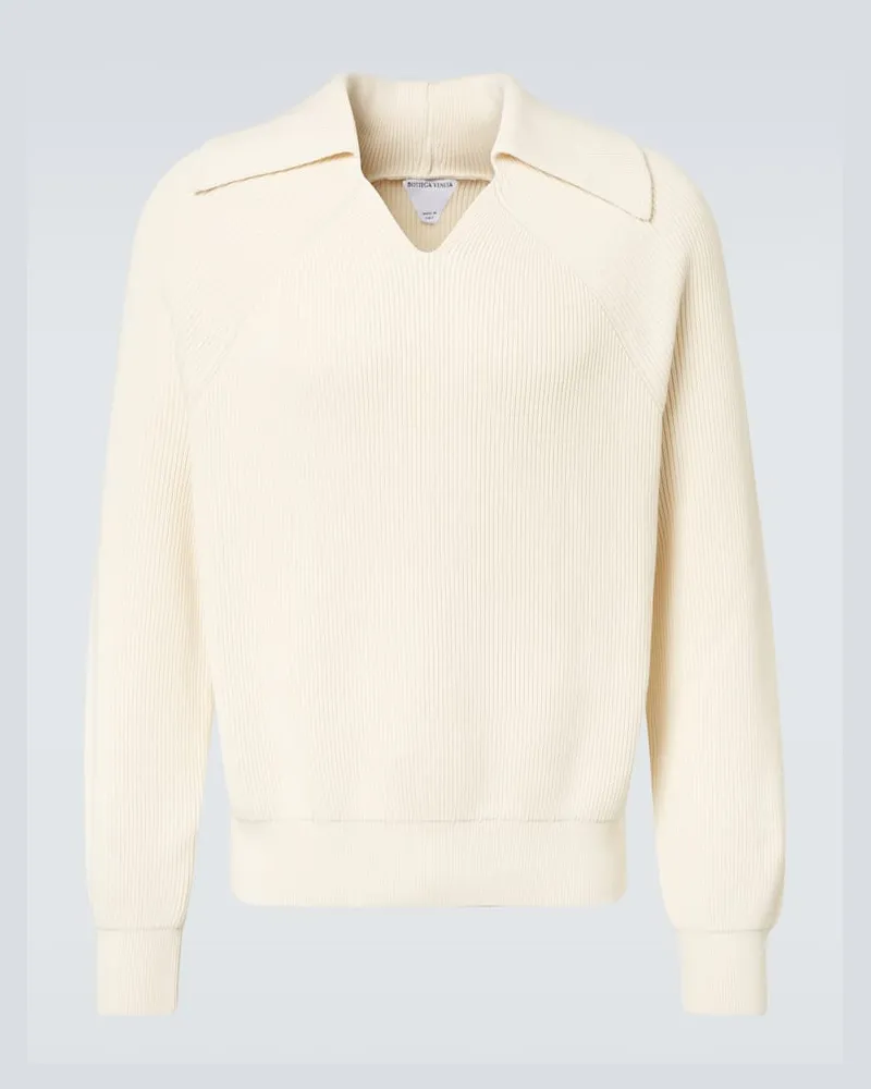 Bottega Veneta Polo in cotone a coste Bianco