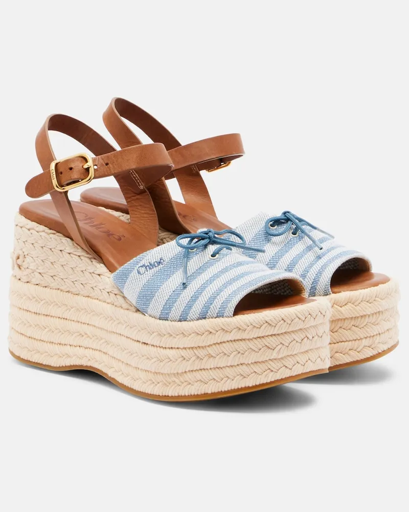 Chloé ChloÃ© Sandali con zeppa espadrillas in tela a righe Blu