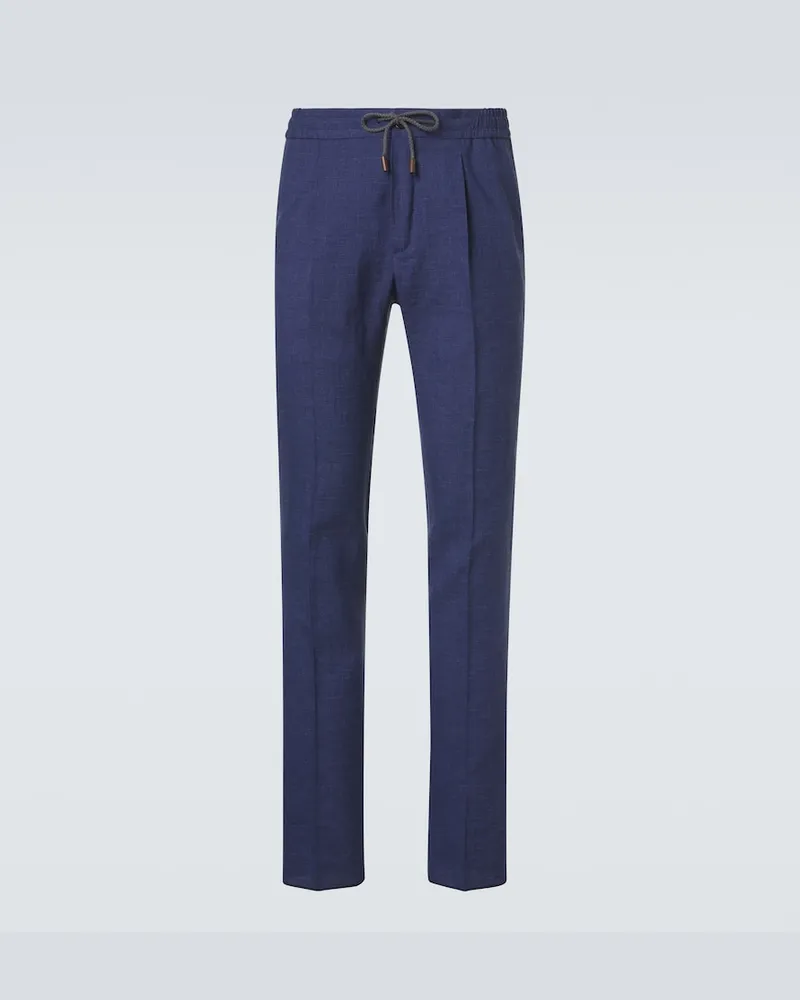 Slowear Pantaloni in lino, lana e seta Blu