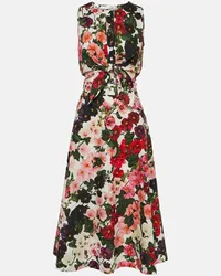 Oscar de la Renta Abito midi in misto cotone con stampa Multicolore