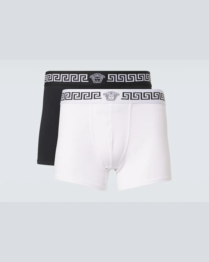Versace Set di 2 boxer Greca Border in misto cotone Bianco
