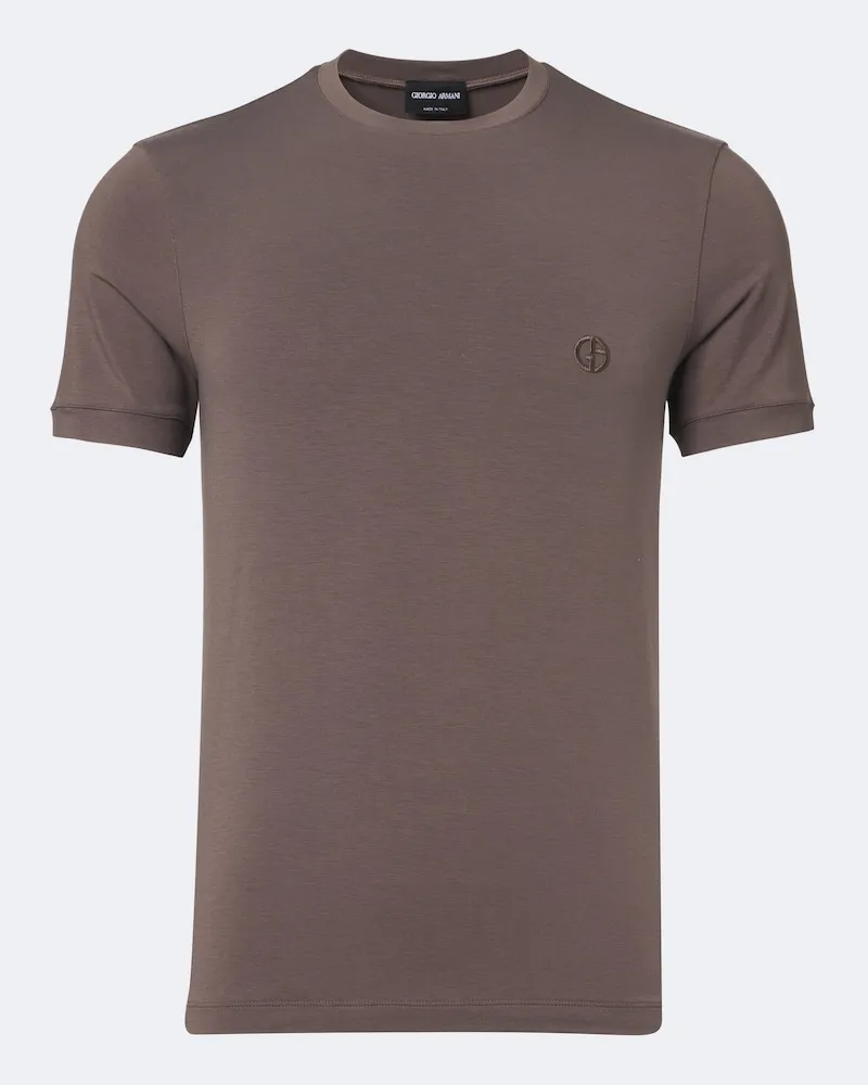 Giorgio Armani T-shirt in jersey con logo Marrone