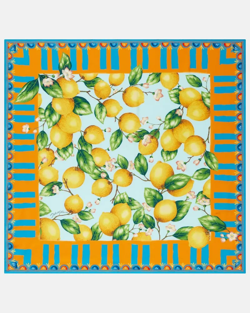Dolce & Gabbana Foulard in twill di seta con stampa Multicolore