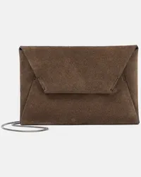 Brunello Cucinelli Borsa a tracolla in suede Beige