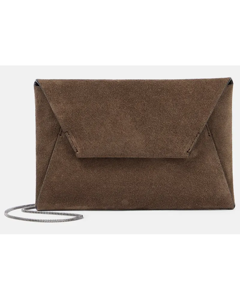 Brunello Cucinelli Borsa a tracolla in suede Beige