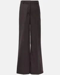 Stella McCartney Pantaloni a gamba larga in lana a vita alta Marrone