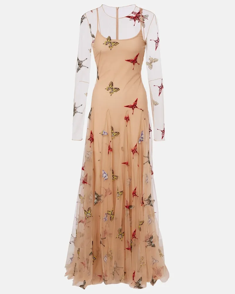 Blumarine Abito lungo con applicazioni Beige