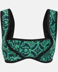 Marine Serre Bralette in spugna con stampa Verde