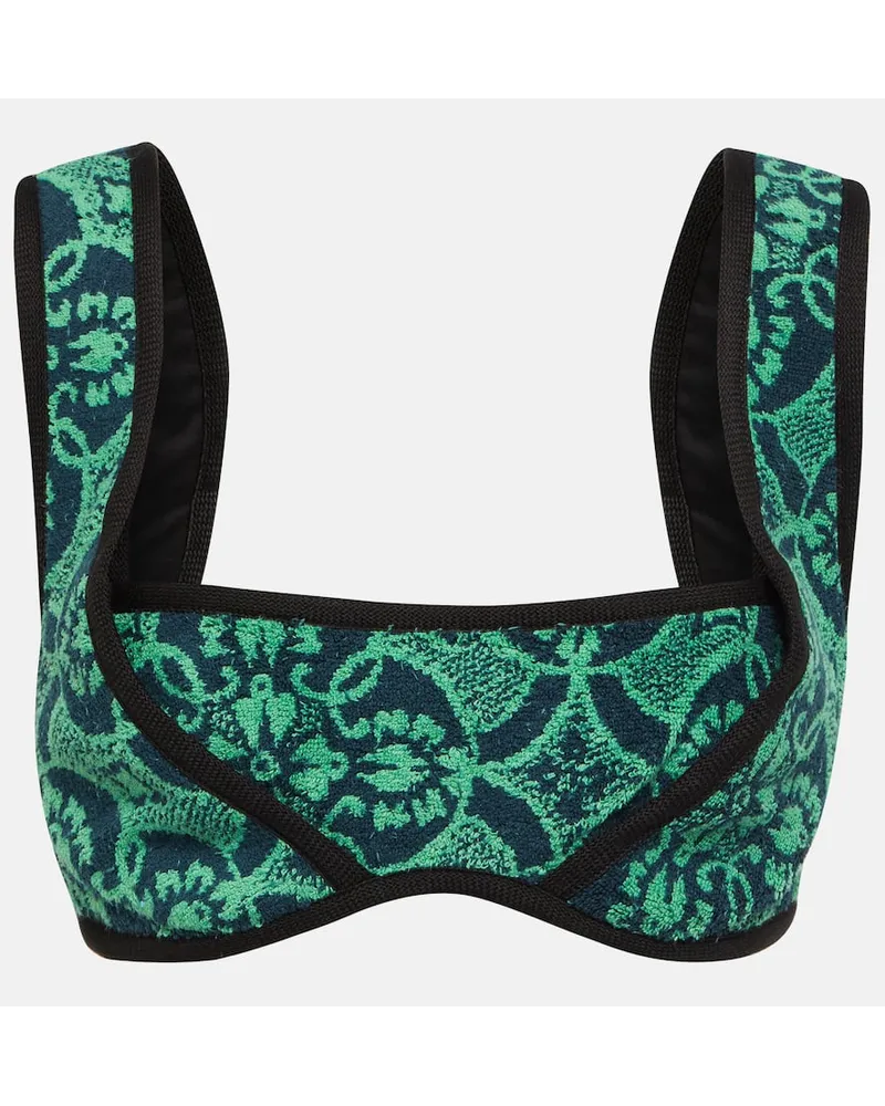 Marine Serre Bralette in spugna con stampa Verde