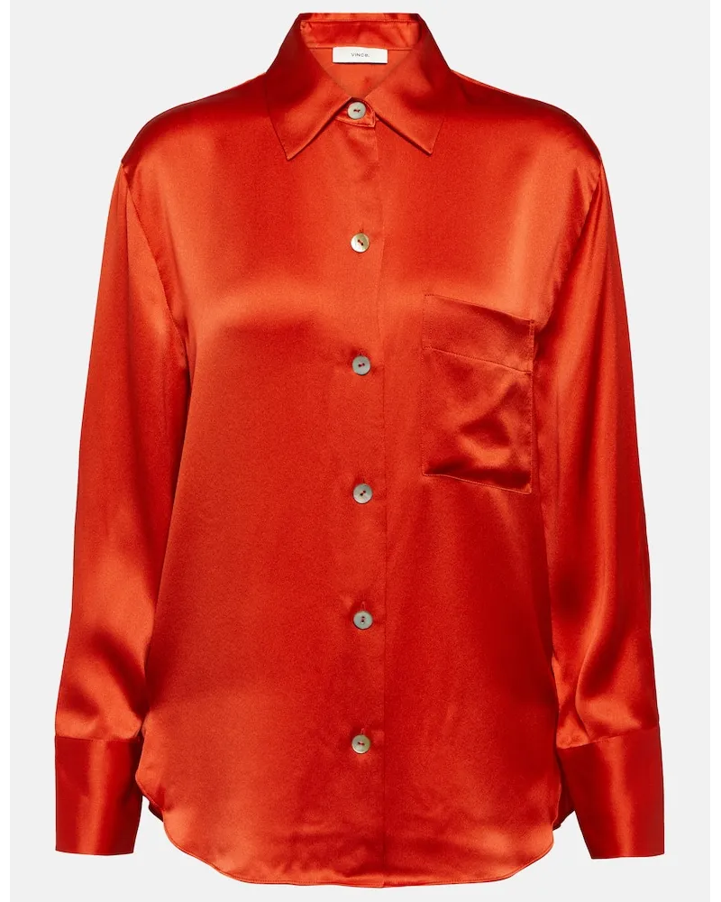 Vince Blusa in raso di seta Rosso