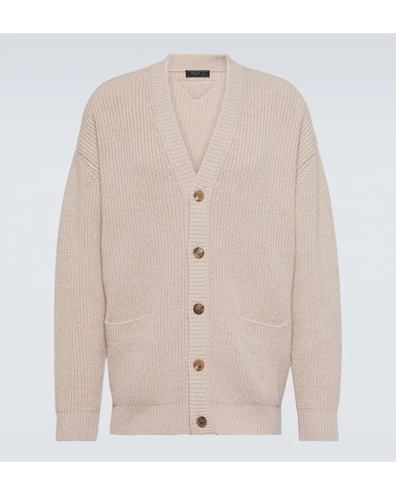 Prada Cardigan oversize in cashmere Beige