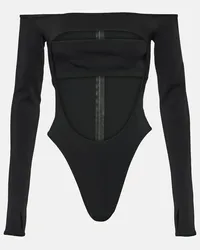 Thierry Mugler Body Circle con scollo bardot e cut-out Nero