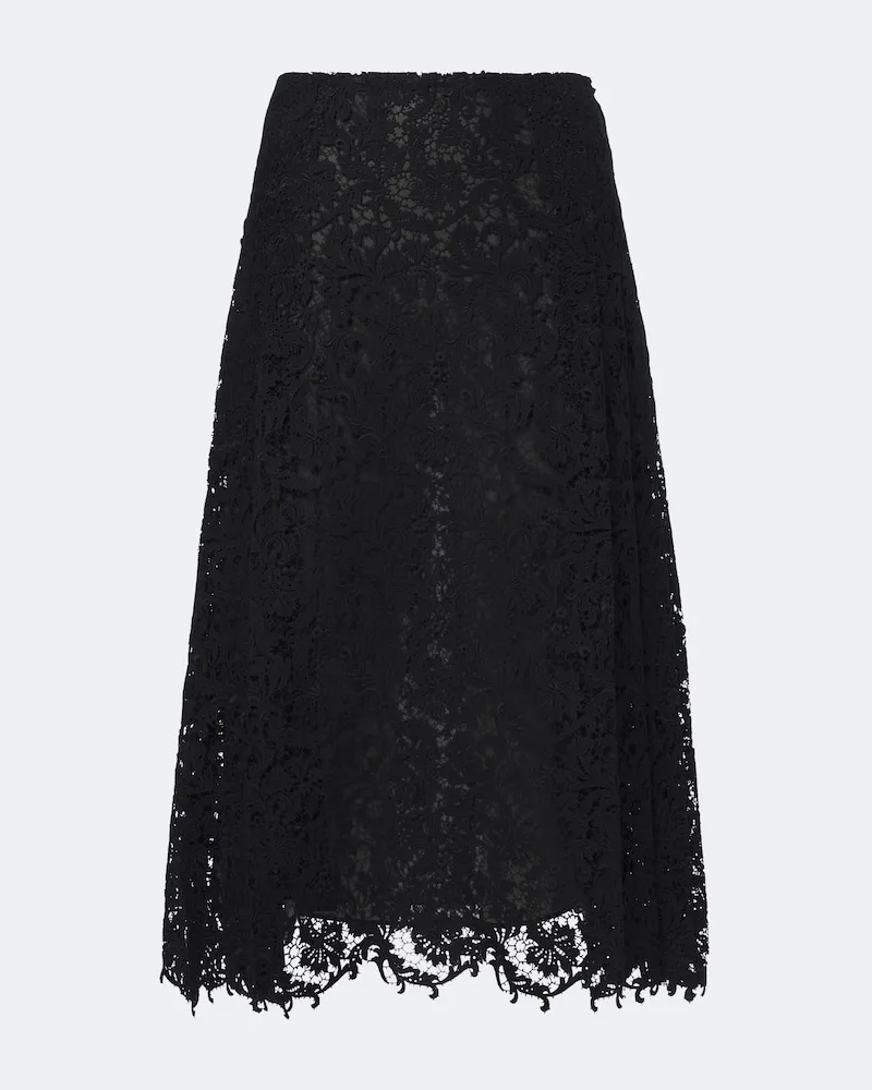 Fendi Gonna midi in pizzo di seta Nero