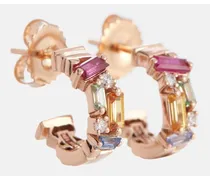 Orecchini Rainbow in oro rosa 18kt, diamanti e zaffiri