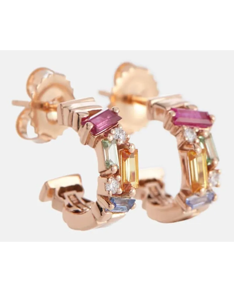 Suzanne Kalan Orecchini Rainbow in oro rosa 18kt, diamanti e zaffiri Multicolore