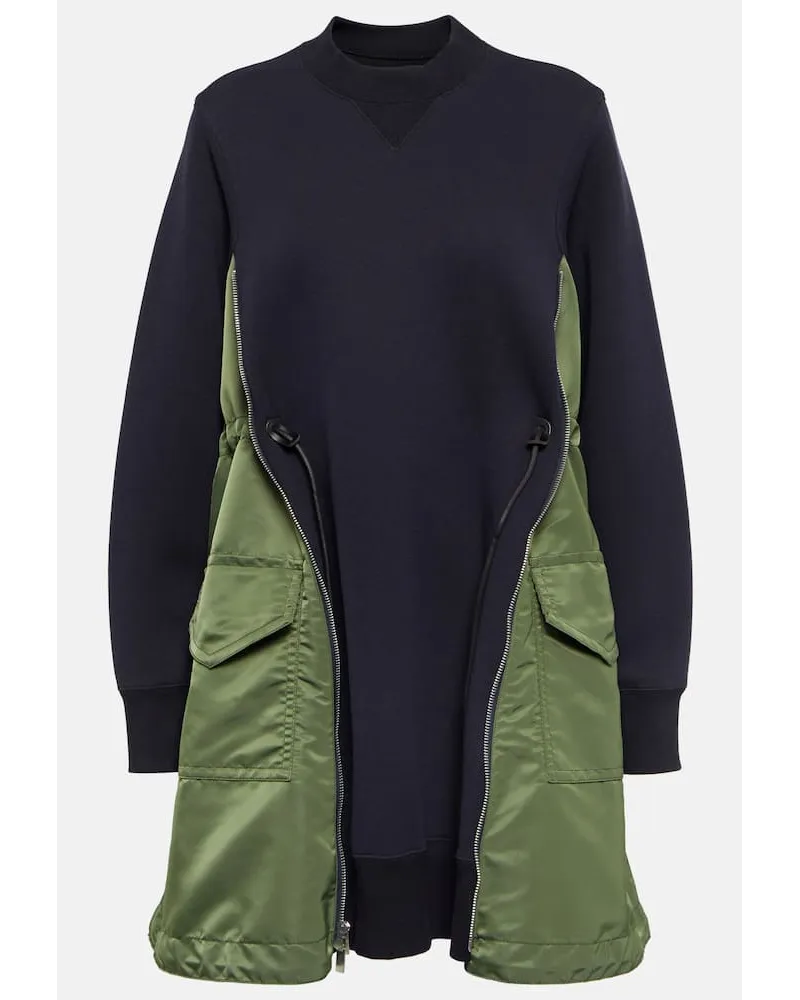 Sacai Miniabito in cotone con tessuto tecnico Nero