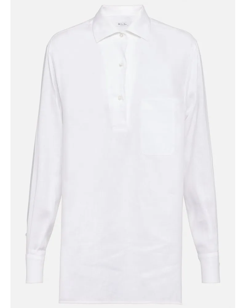Loro Piana Camicia in lino Bianco
