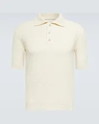 Maison Margiela Polo in misto cotone bouclé Bianco