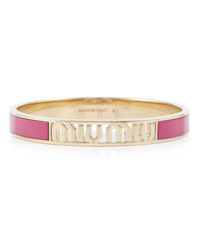 Miu Miu Bracciale smaltato con logo Rosa