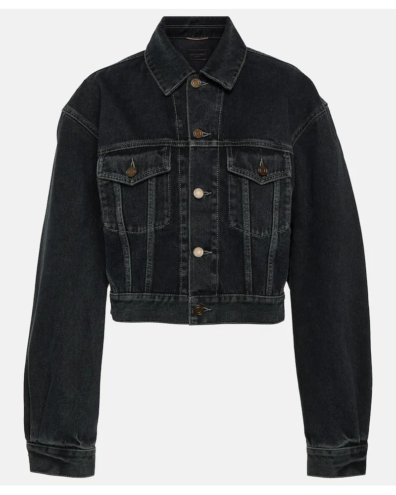 Saint Laurent Giacca di jeans cropped Blu