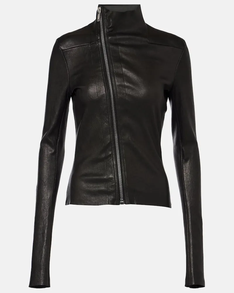 Rick Owens Giacca Gary in pelle e cotone Nero