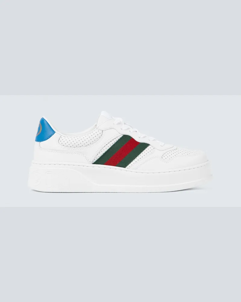 Gucci Sneakers Web Stripe in pelle Bianco